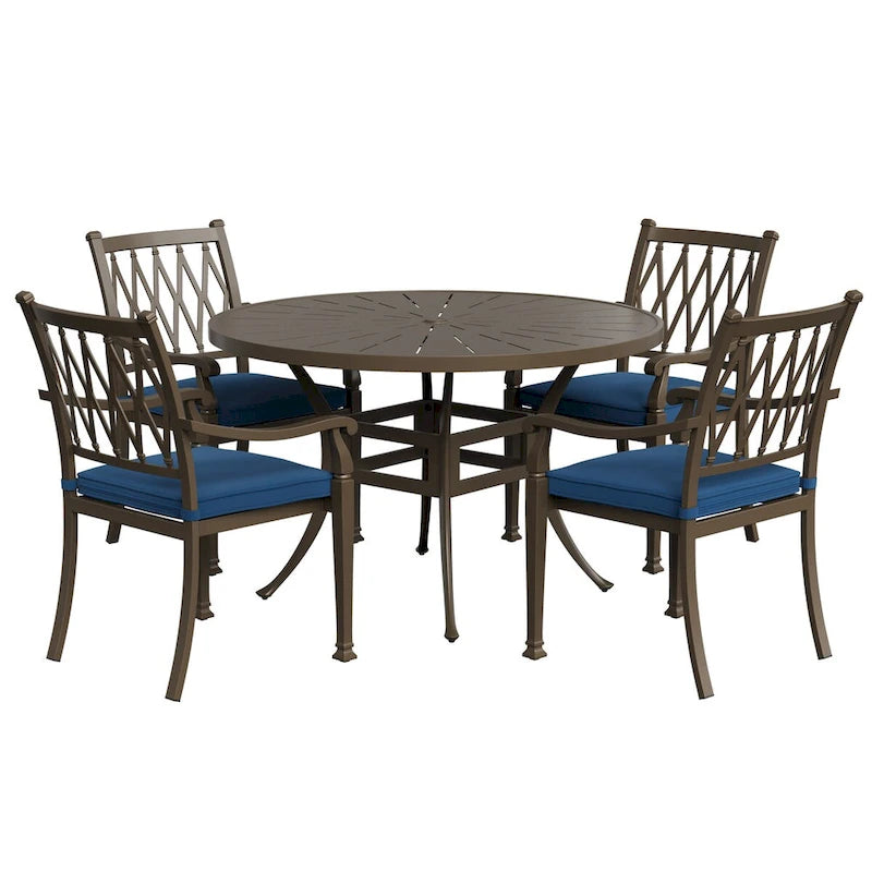4 - Person Round Outdoor Dining Set with Cushions