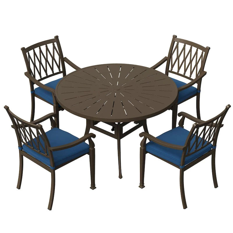 4 - Person Round Outdoor Dining Set with Cushions