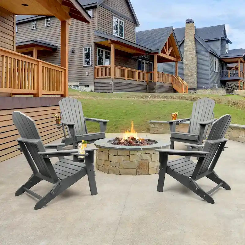 Set di 4 sedie Adirondack pieghevoli Vrakae con portabicchieri