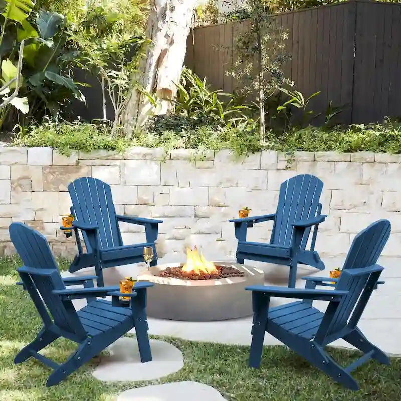Vrakae Folding Adirondack Chair with Cup Holder Set of 4