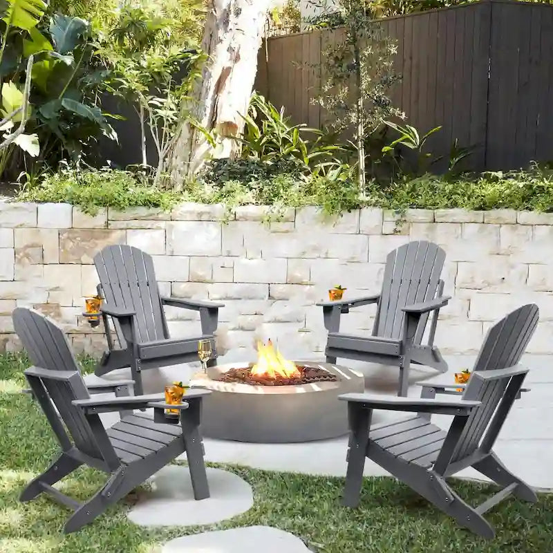 Vrakae Folding Adirondack Chair with Cup Holder Set of 4