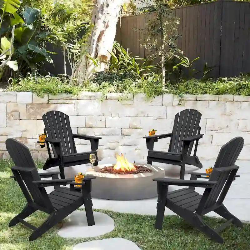 Vrakae Folding Adirondack Chair with Cup Holder Set of 4