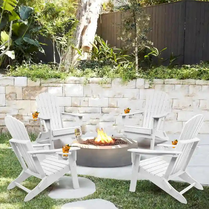 Vrakae Folding Adirondack Chair with Cup Holder Set of 4