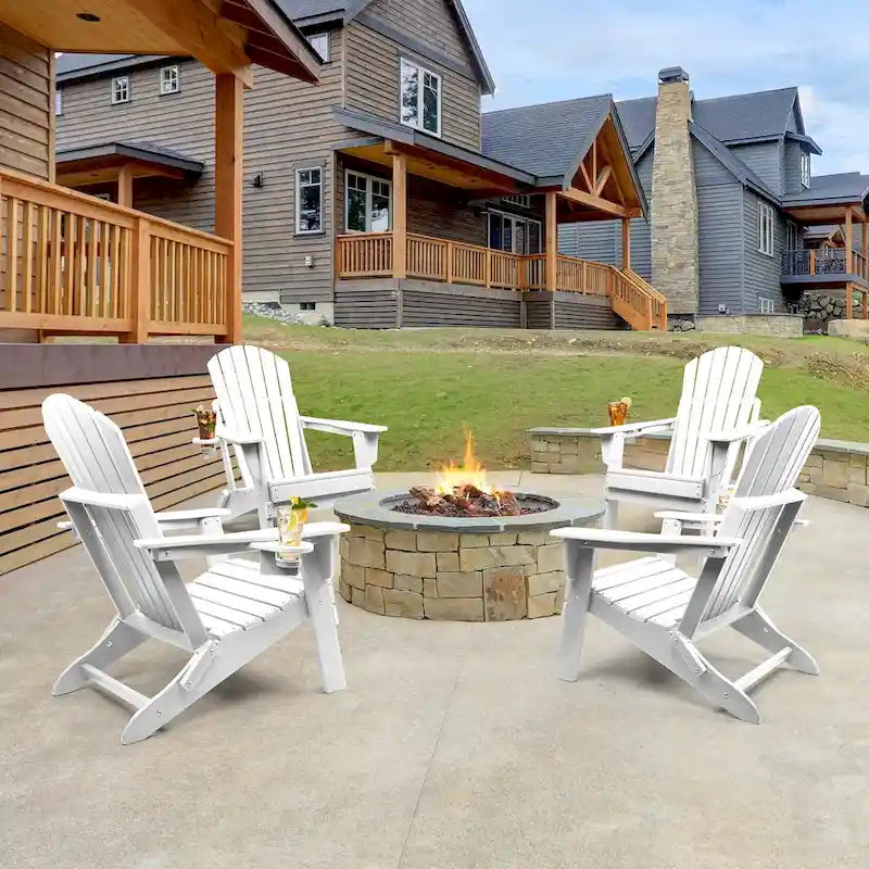 Vrakae Folding Adirondack Chair with Cup Holder Set of 4