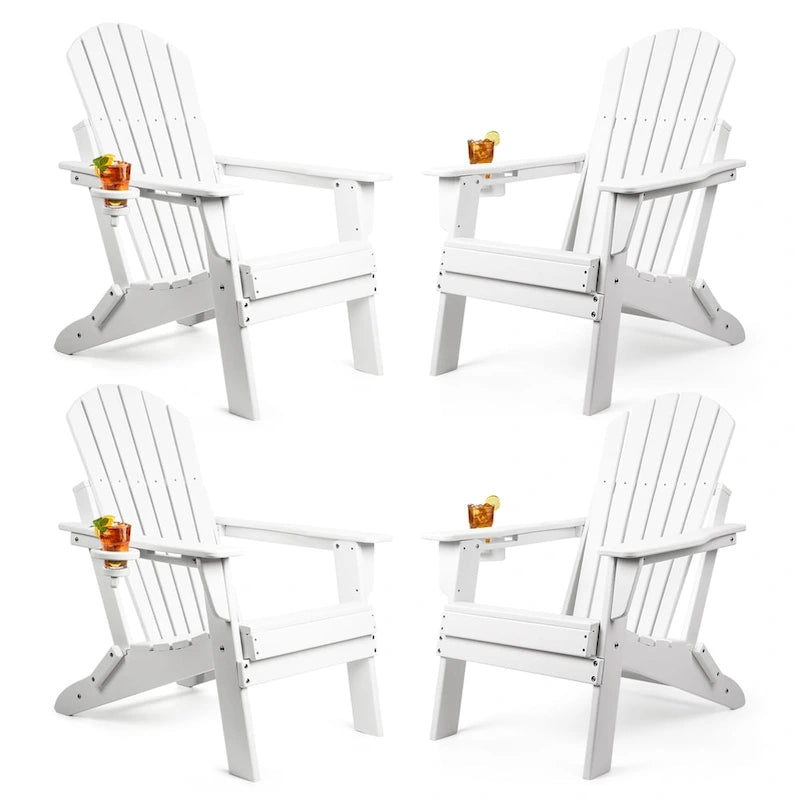 Vrakae Folding Adirondack Chair with Cup Holder Set of 4
