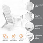 Vrakae Folding Adirondack Chair with Cup Holder Set of 4