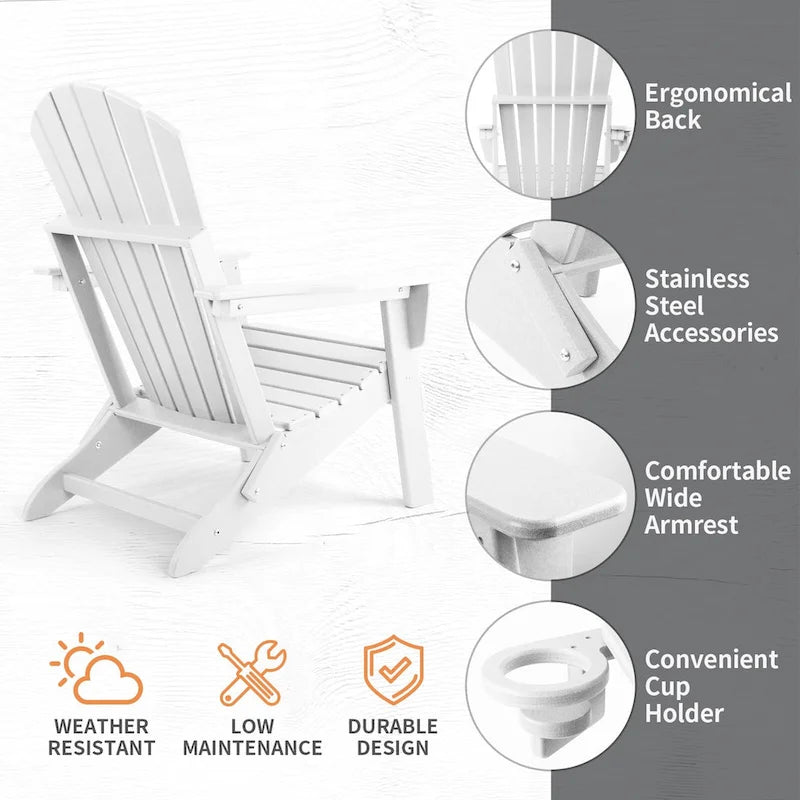 Vrakae Folding Adirondack Chair with Cup Holder Set of 4