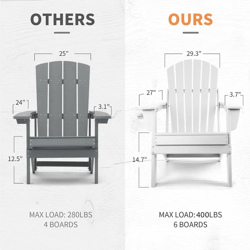 Vrakae Folding Adirondack Chair with Cup Holder Set of 4