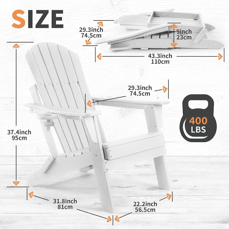 Vrakae Folding Adirondack Chair with Cup Holder Set of 4