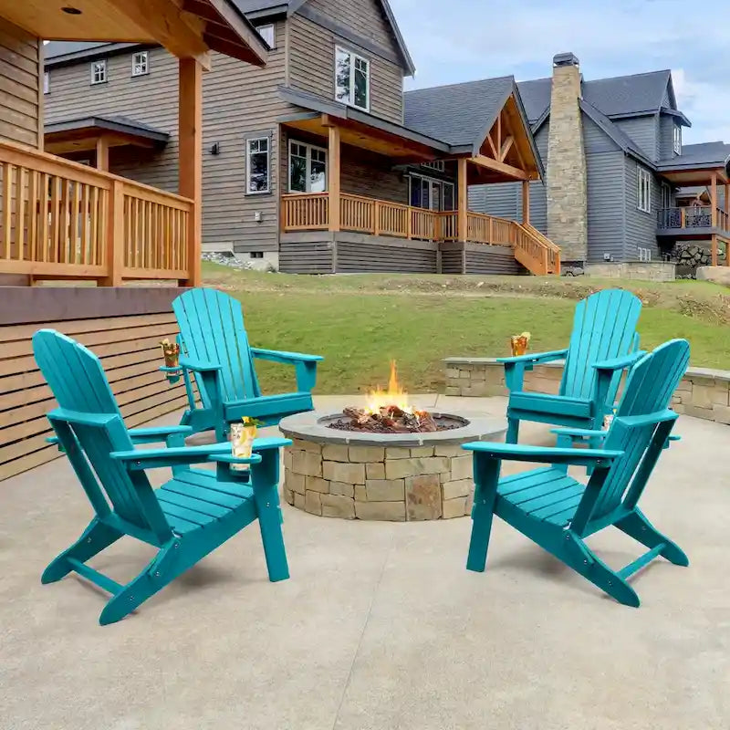 Vrakae Folding Adirondack Chair with Cup Holder Set of 4