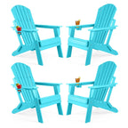 Vrakae Folding Adirondack Chair with Cup Holder Set of 4