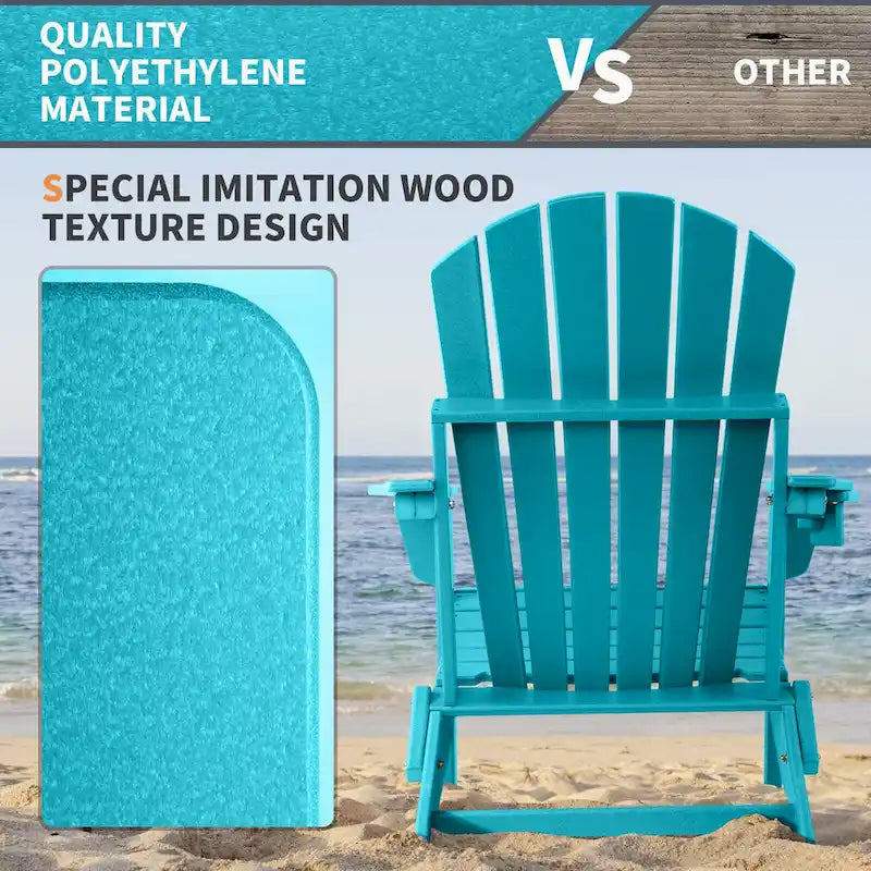 Vrakae Folding Adirondack Chair with Cup Holder Set of 4