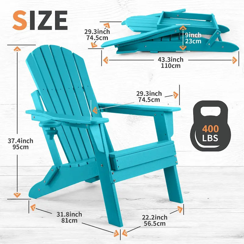 Vrakae Folding Adirondack Chair with Cup Holder Set of 4