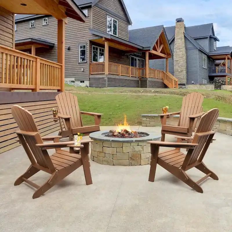 Vrakae Folding Adirondack Chair with Cup Holder Set of 4