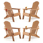 Vrakae Folding Adirondack Chair with Cup Holder Set of 4