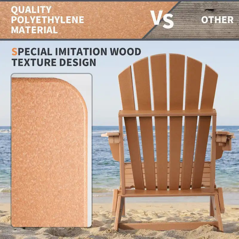 Vrakae Folding Adirondack Chair with Cup Holder Set of 4