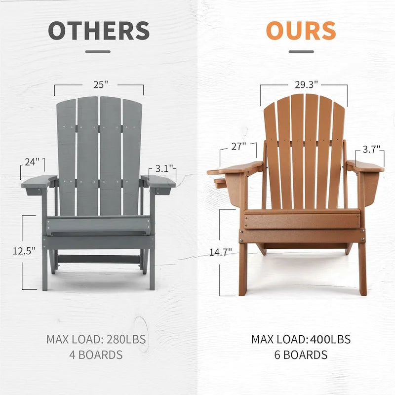 Vrakae Folding Adirondack Chair with Cup Holder Set of 4