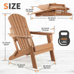 Vrakae Folding Adirondack Chair with Cup Holder Set of 4