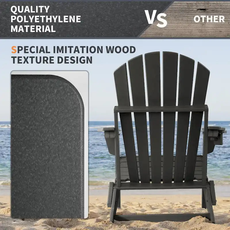 Vrakae Folding Adirondack Chair with Cup Holder Set of 4