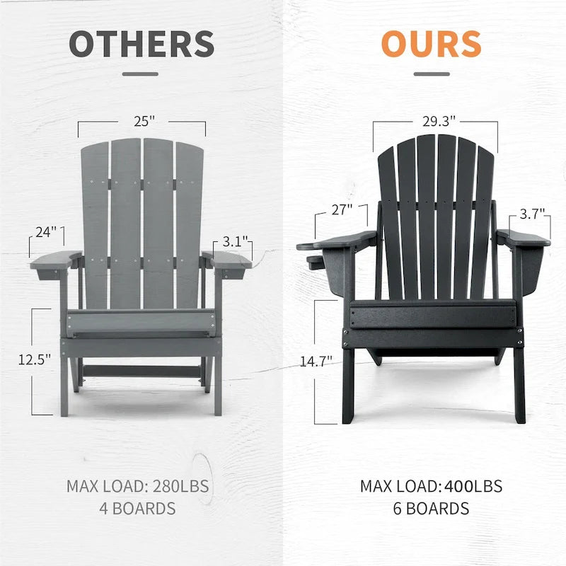 Vrakae Folding Adirondack Chair with Cup Holder Set of 4