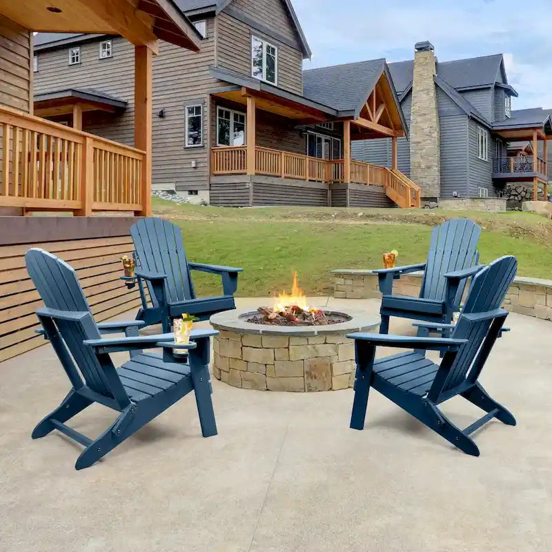 Vrakae Folding Adirondack Chair with Cup Holder Set of 4