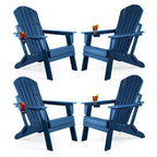 Vrakae Folding Adirondack Chair with Cup Holder Set of 4