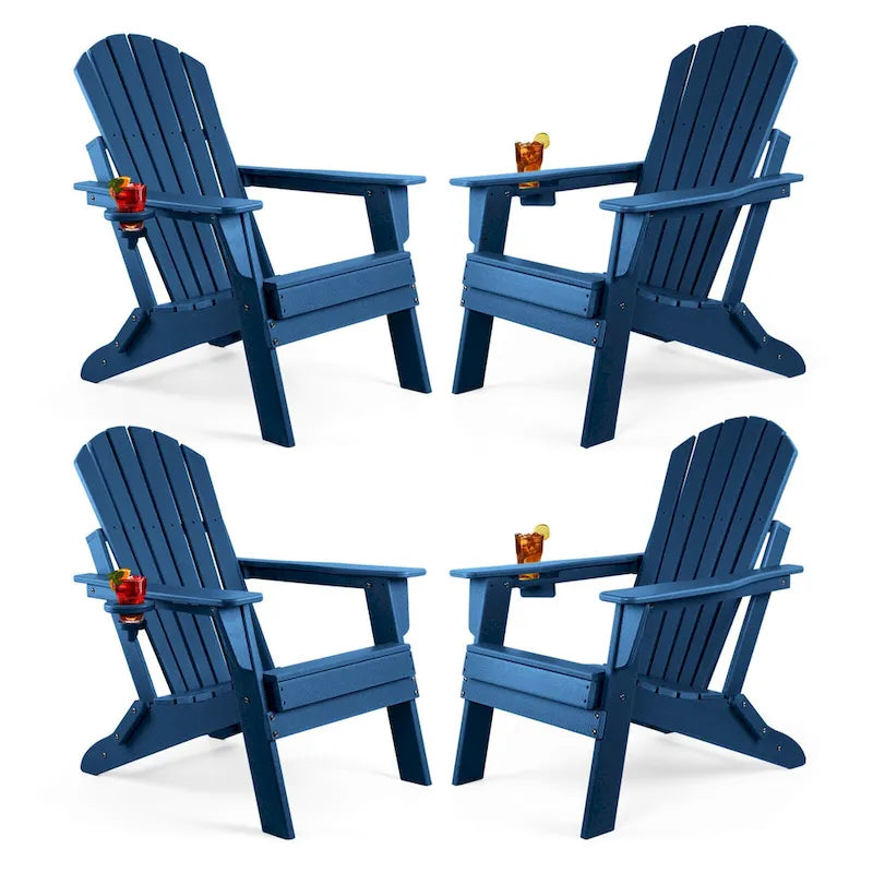 Vrakae Folding Adirondack Chair with Cup Holder Set of 4