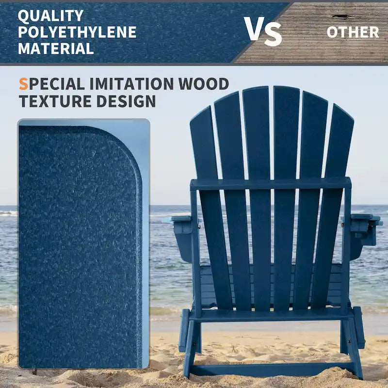 Vrakae Folding Adirondack Chair with Cup Holder Set of 4
