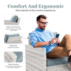 Outdoor Wicker Swivel Rocking Chairs with Table - Light Grey