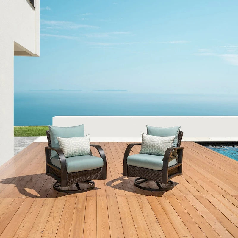 Barcelo 2 Piece Sunbrella Outdoor Patio Motion Club Chairs