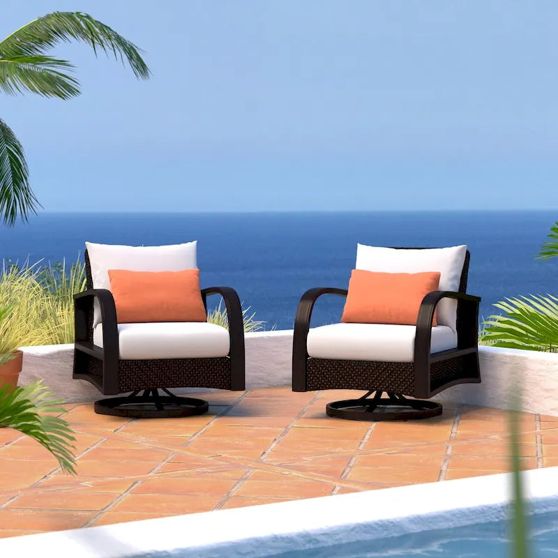 Barcelo 2 Piece Sunbrella Outdoor Patio Motion Club Chairs