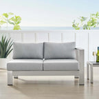 Shore Sunbrella Fabric Aluminum Outdoor Patio Right-Arm Loveseat