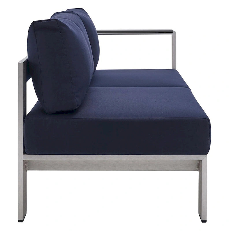 Divanetto da esterni con bracciolo destro Shore Sunbrella Fabric in alluminio