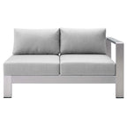 Divanetto da esterni con bracciolo destro Shore Sunbrella Fabric in alluminio