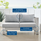 Divanetto da esterni con bracciolo destro Shore Sunbrella Fabric in alluminio