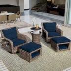 5-Piece Wicker Outdoor Rocking Chair Set with Cool Bar Table and Pet House