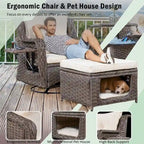 5-Piece Wicker Outdoor Rocking Chair Set with Cool Bar Table and Pet House