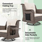 5-Piece Wicker Outdoor Rocking Chair Set with Cool Bar Table and Pet House