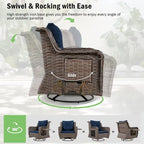 5-Piece Wicker Outdoor Rocking Chair Set with Cool Bar Table and Pet House