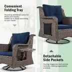 5-Piece Wicker Outdoor Rocking Chair Set with Cool Bar Table and Pet House