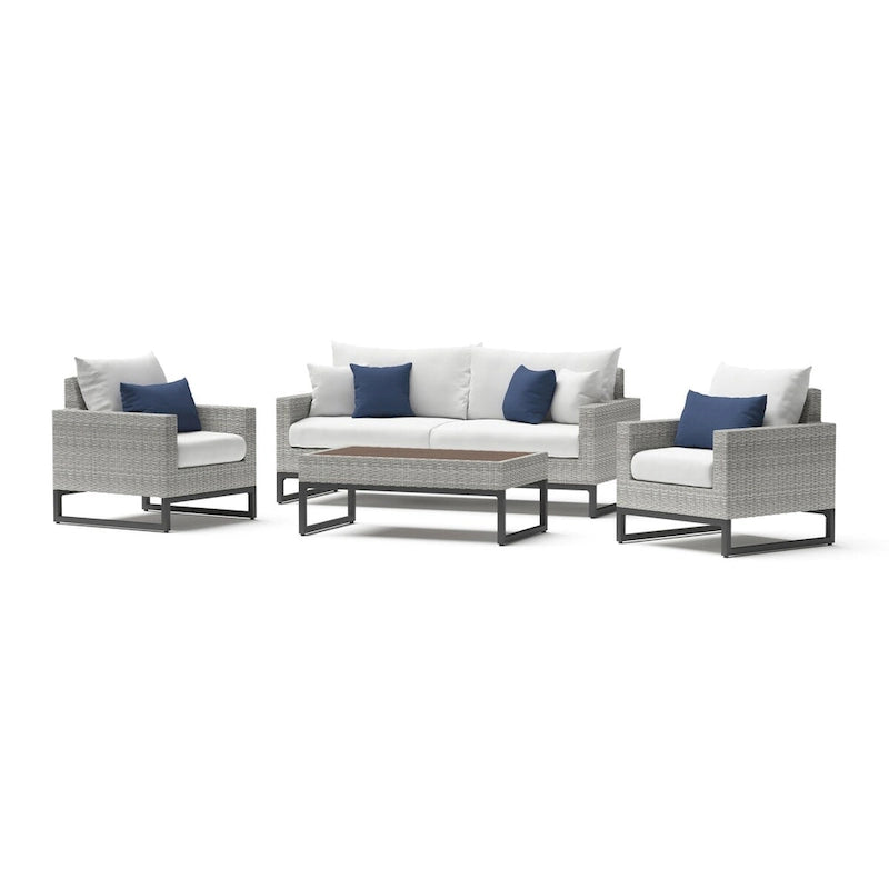 Milo Gray 4 Piece Sunbrella Outdoor Patio Seating Set