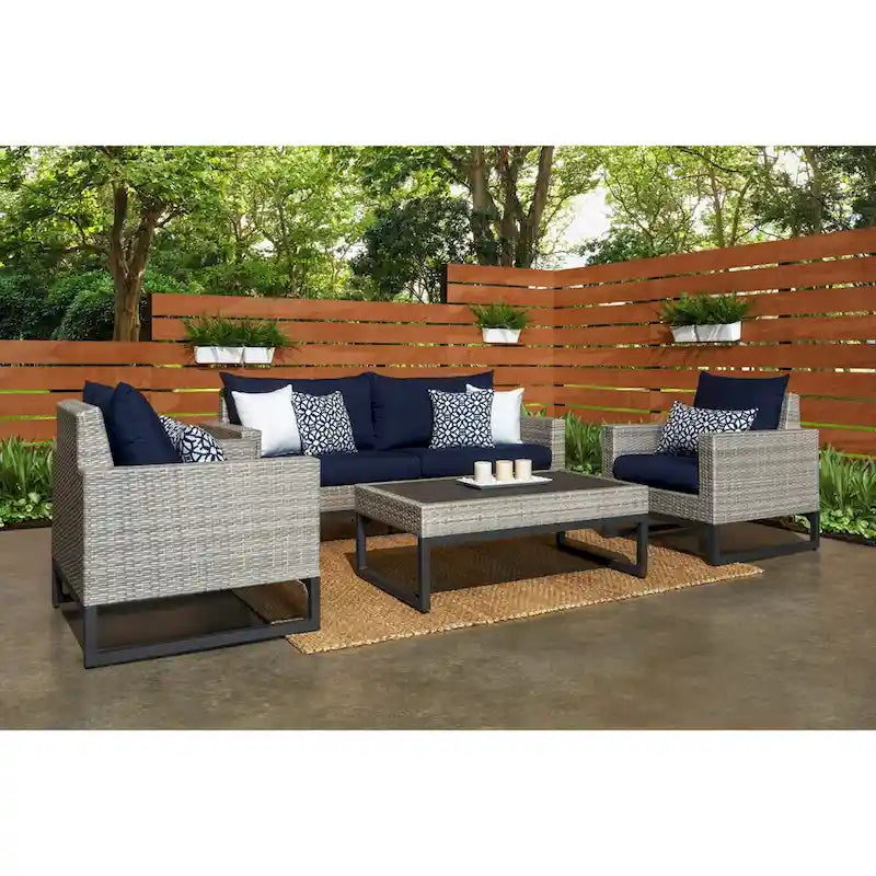 Milo Gray 4 Piece Sunbrella Outdoor Patio Seating Set