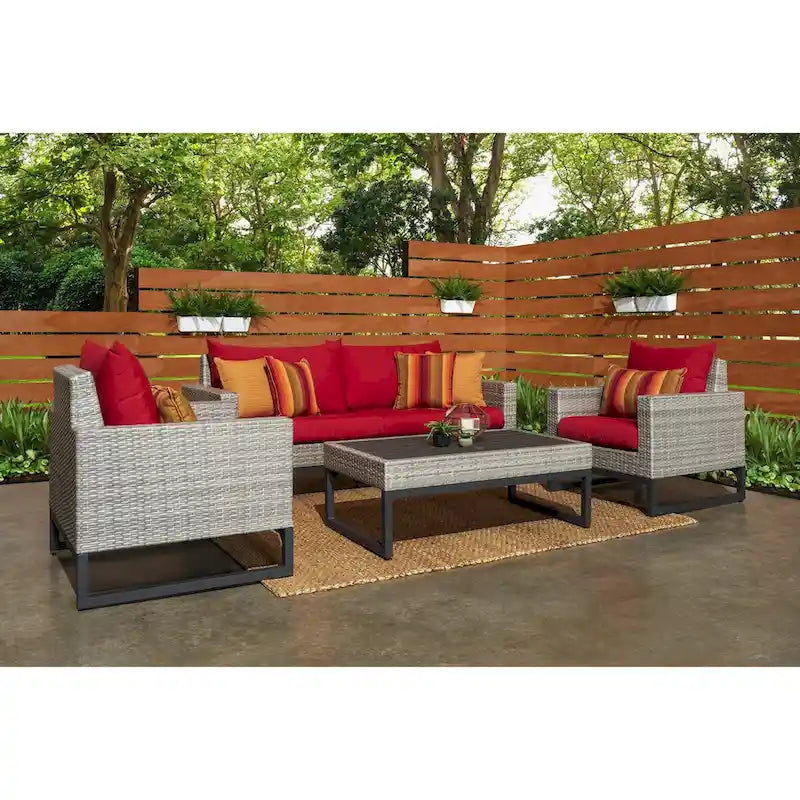 Milo Gray 4 Piece Sunbrella Outdoor Patio Seating Set