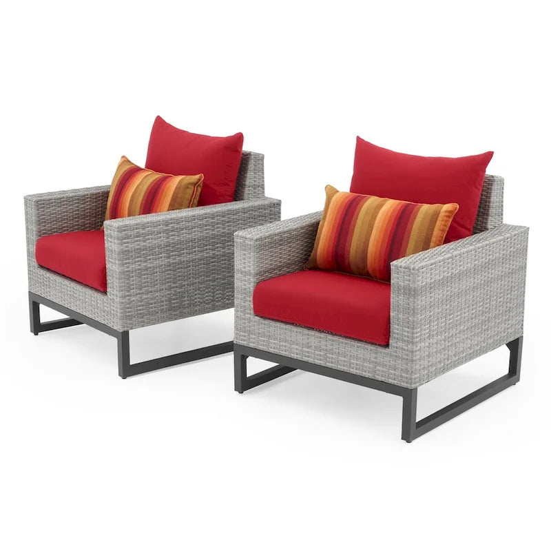 Milo Gray 4 Piece Sunbrella Outdoor Patio Seating Set