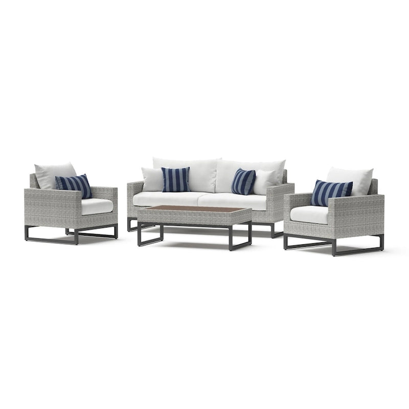 Milo Gray 4 Piece Sunbrella Outdoor Patio Seating Set
