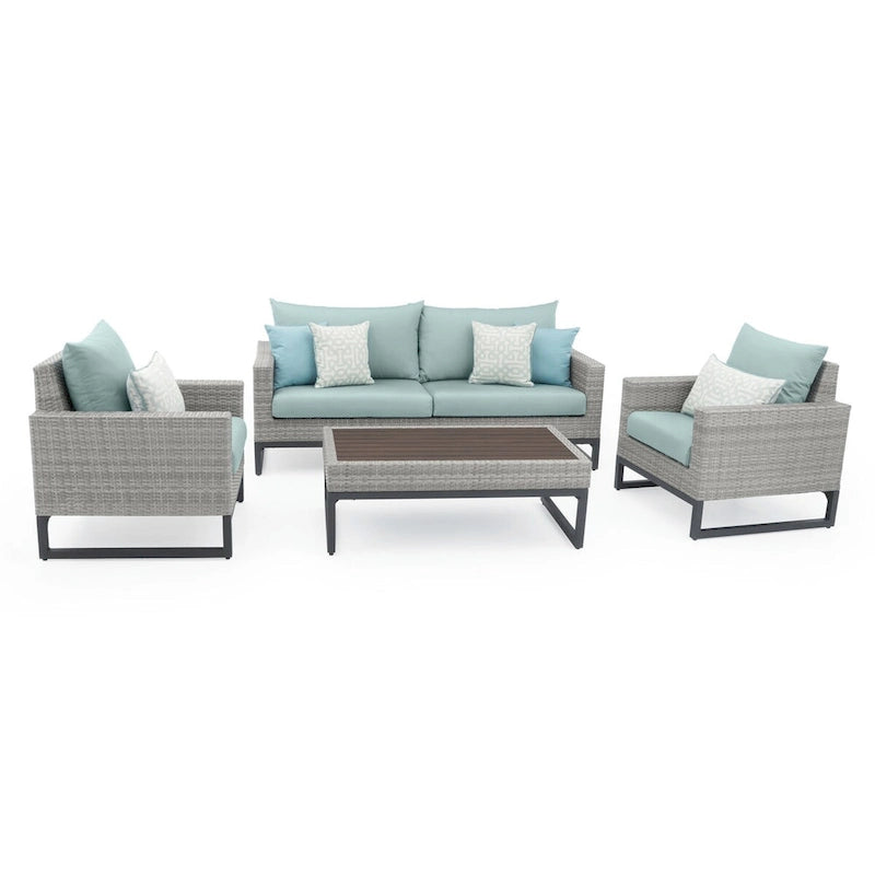 Milo Gray 4 Piece Sunbrella Outdoor Patio Seating Set