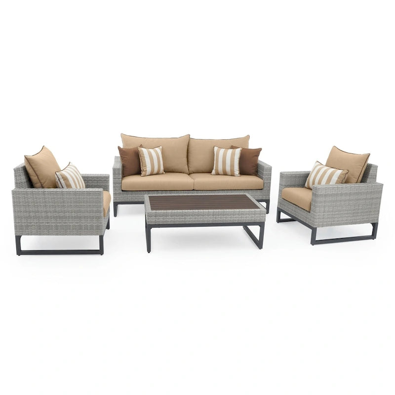 Milo Gray 4 Piece Sunbrella Outdoor Patio Seating Set