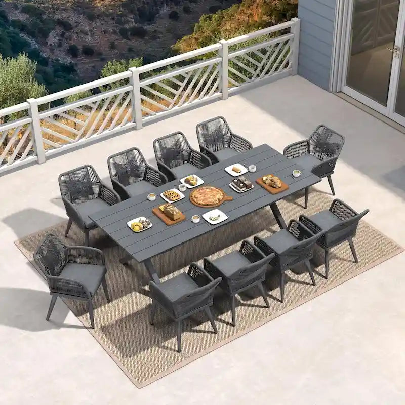 Set da pranzo da esterno in rattan PE PURPLE LEAF con telaio in alluminio