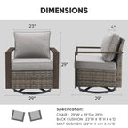 Gymojoy 4 Outdoor Wicker Swivel Patio Chairs - Grey