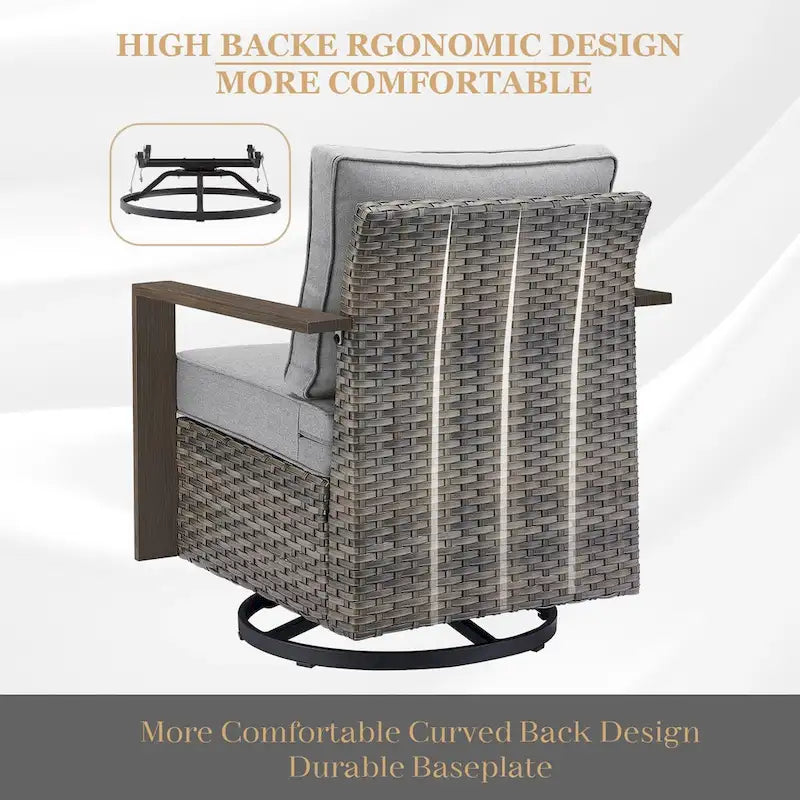 Gymojoy 4 Outdoor Wicker Swivel Patio Chairs - Grey